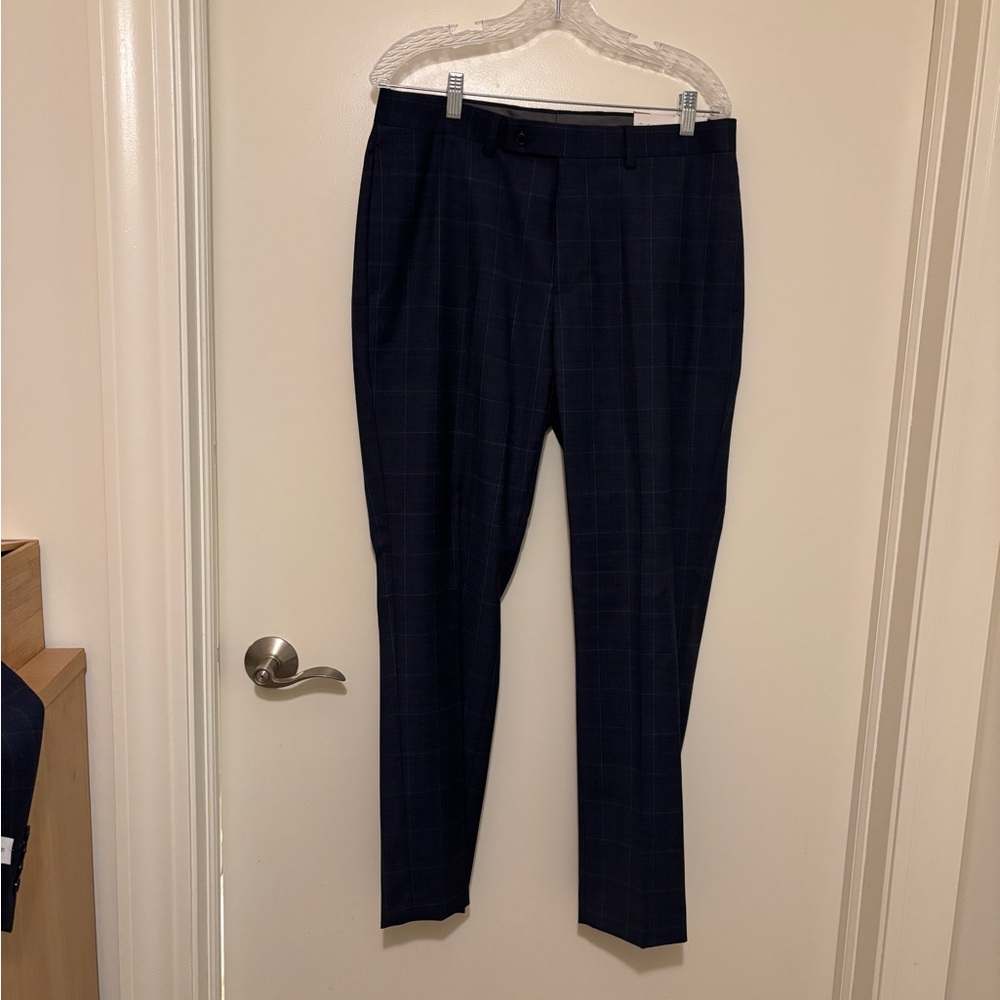 Calvin Klein Navy Windowpane Dress Pants
